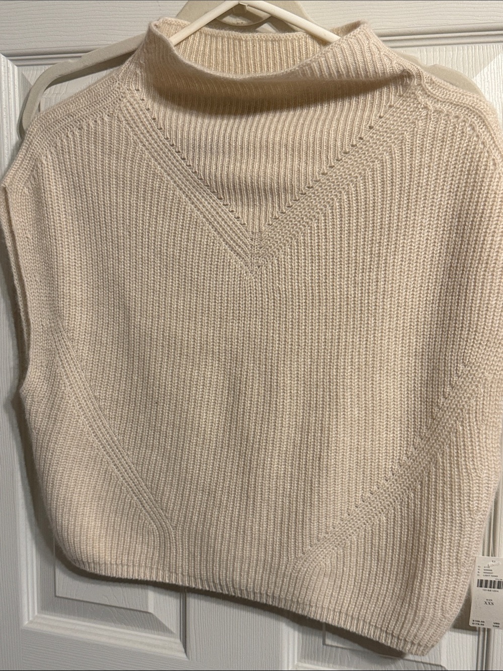 Anthropologie Cream Ribbed Mock Neck Sweater Vest - Picture 4 of 11